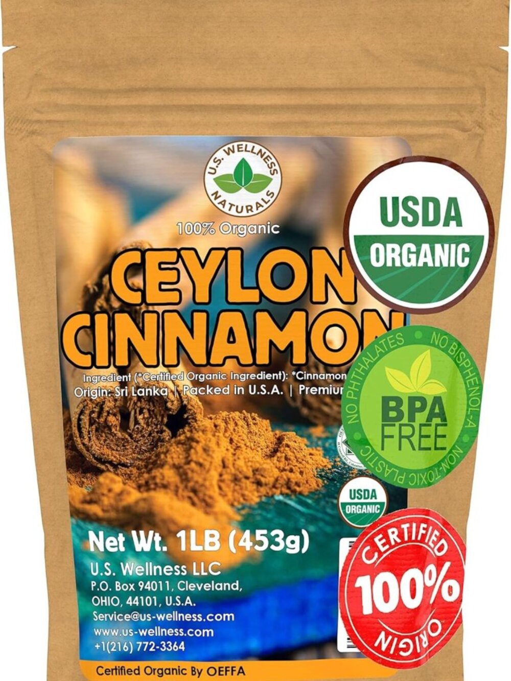 Organic Ceylon Cinnamon Powder 1LB | Freshly Ground, Gluten-Free, Non-GMO Spice